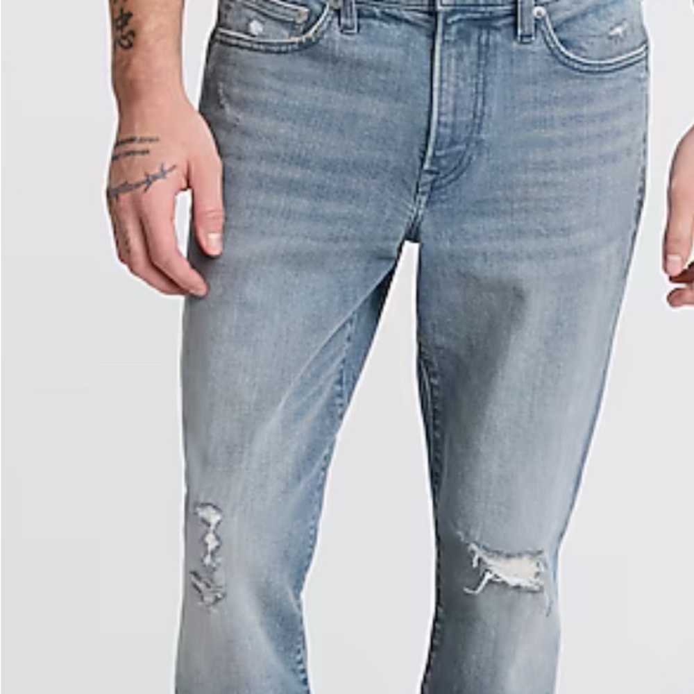 Express Men Skinny Distressed Jeans Medium Wash Ripped Hyper Stretch Jeans